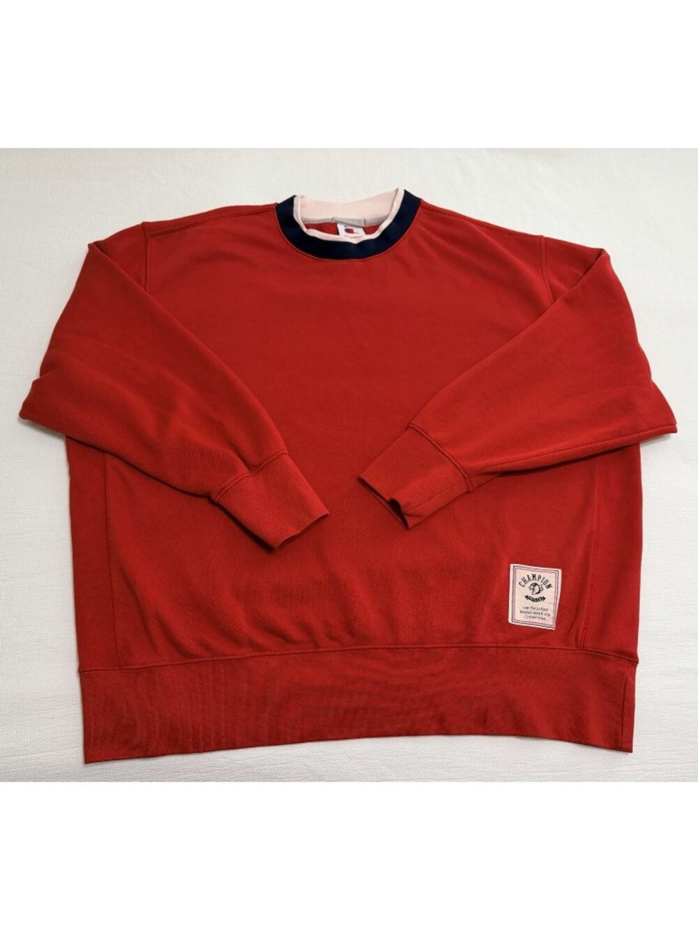Champion Phys Ed Crewneck Sweatshirt Mens XXL Red Navy White Layered Collar